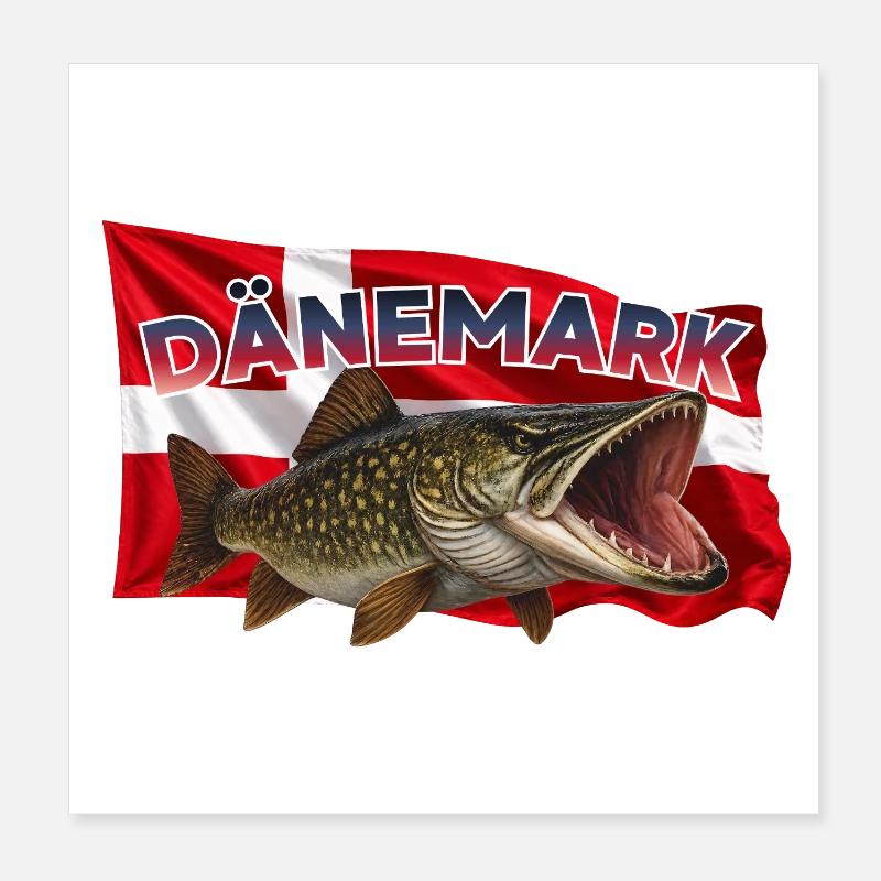 Pêche au brochet au Danemark - Brochet Silkeborg Poster 20 x 20 cm