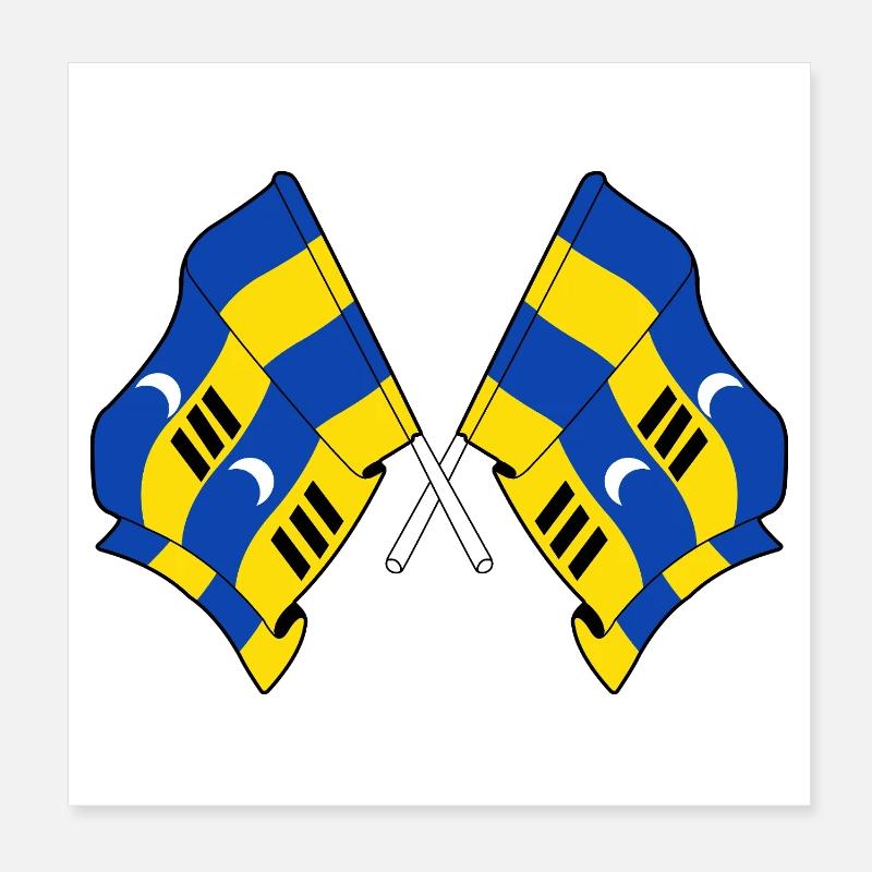 Crossed Ameland Flags – Island Pride Poster 8" x 8" (20x20 cm)