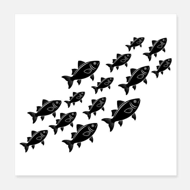 Groups Swimming Fishes Poster 8" x 8" (20x20 cm)