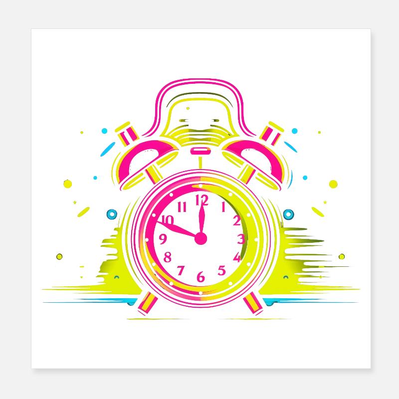 Wecker Synthwave Poster 20x20 cm