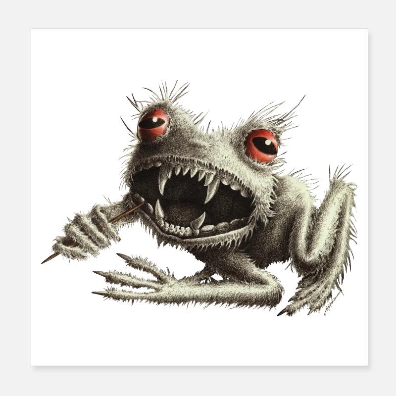 Werfrosch - Frog with toothpick Poster 8" x 8" (20x20 cm)