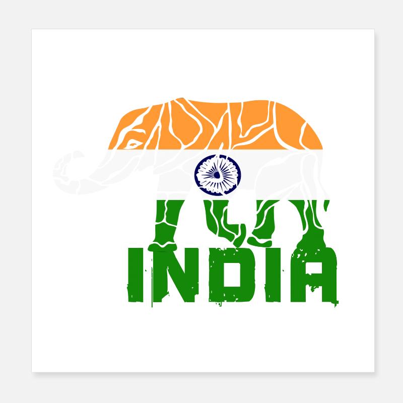 Inde Éléphant / Drapeau Cadeau De Couleur Nationale Poster 20 x 20 cm