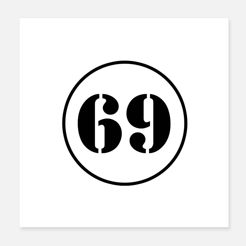 NUMMER 69 Neunundsechzig Geburtstag Geschenk Poster 20x20 cm