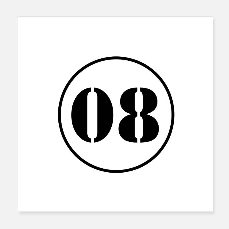NUMMER 08 Acht Geburtstag Geschenk - Poster 20x20 cm - Weiß