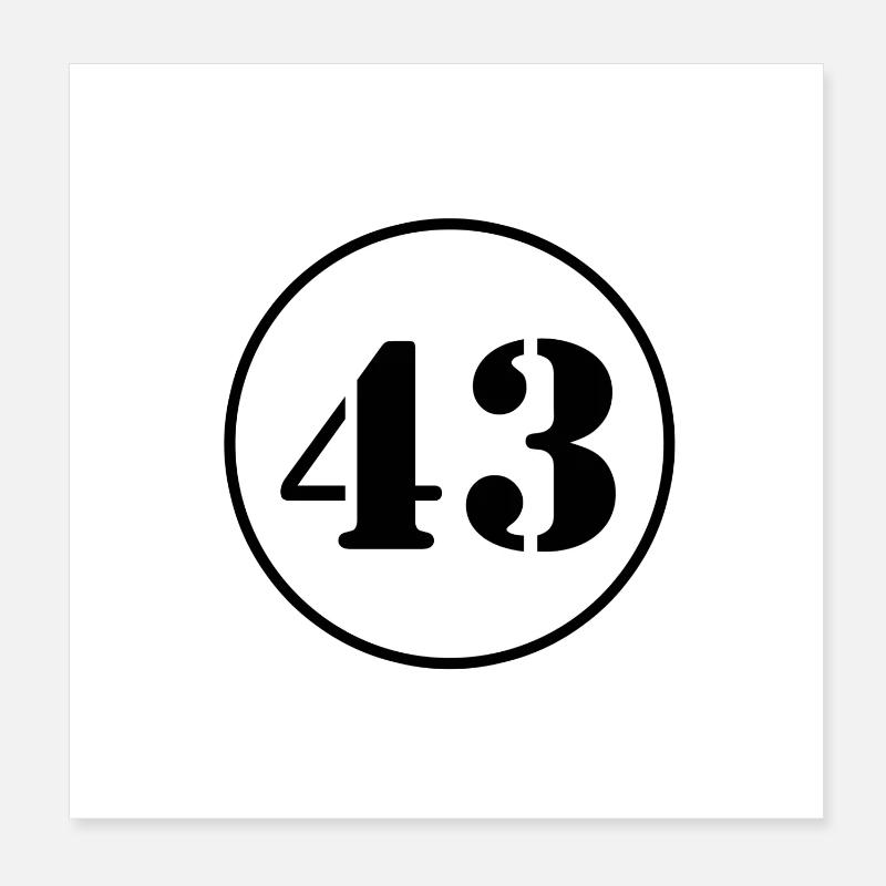 Numéro 43 quarante trois cadeau d'anniversaire Poster 20 x 20 cm