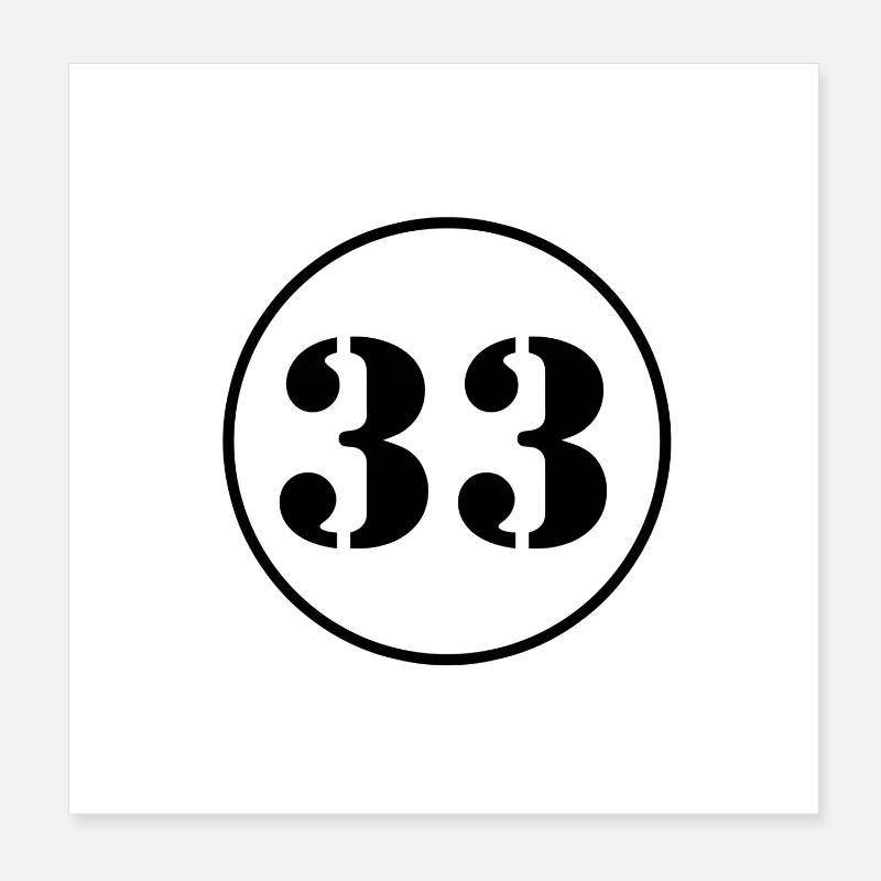 NUMBER 33 thirty three birthday present Poster 8" x 8" (20x20 cm)