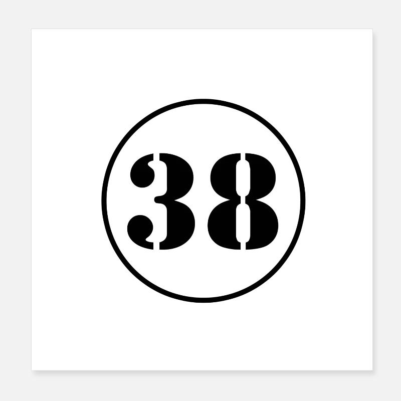 NUMBER 38 thirty eight birthday gift Poster 8" x 8" (20x20 cm)