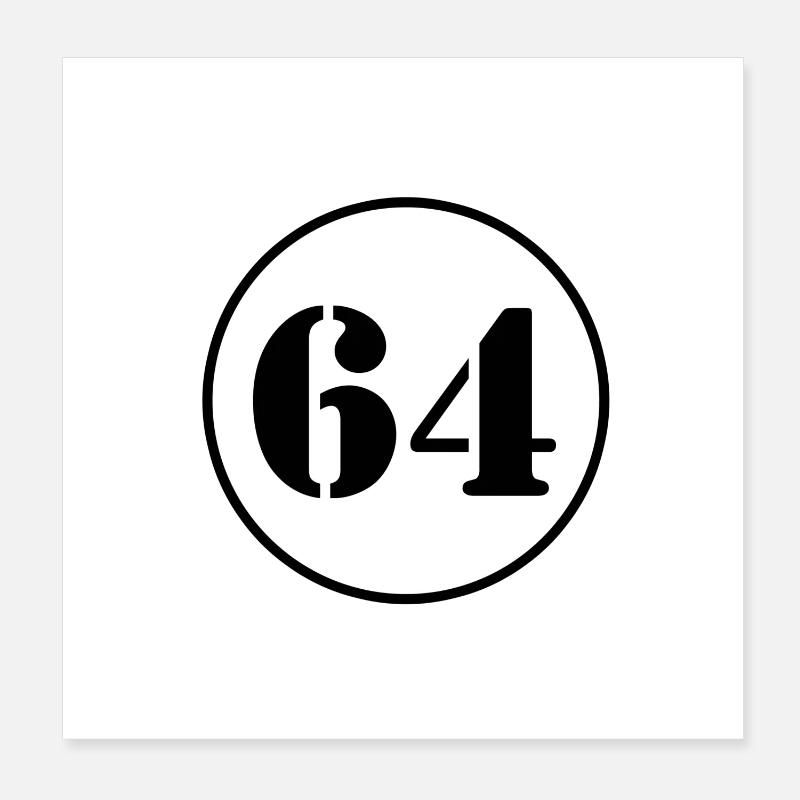 NUMMER 64 Vierundsechzig Geburtstag Geschenk Poster 20x20 cm