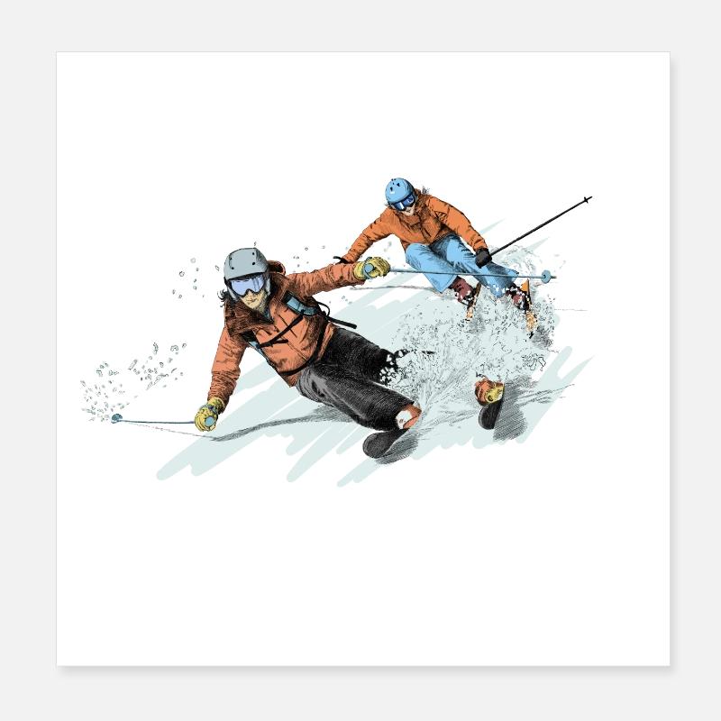 Freeriding - Poster 20 x 20 cm - blanc