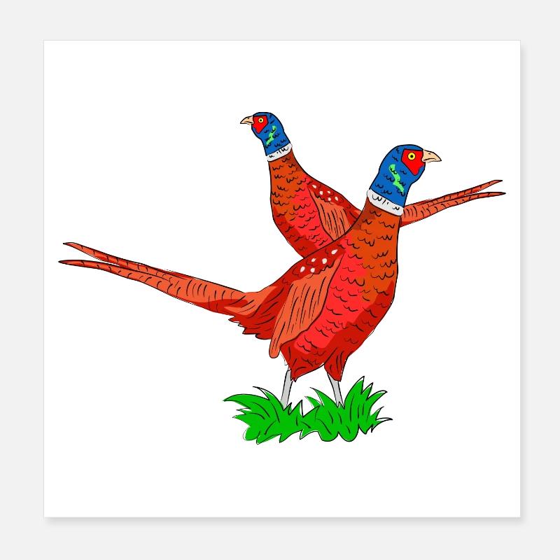 Fabulous Pheasant Illustration Poster 8" x 8" (20x20 cm)