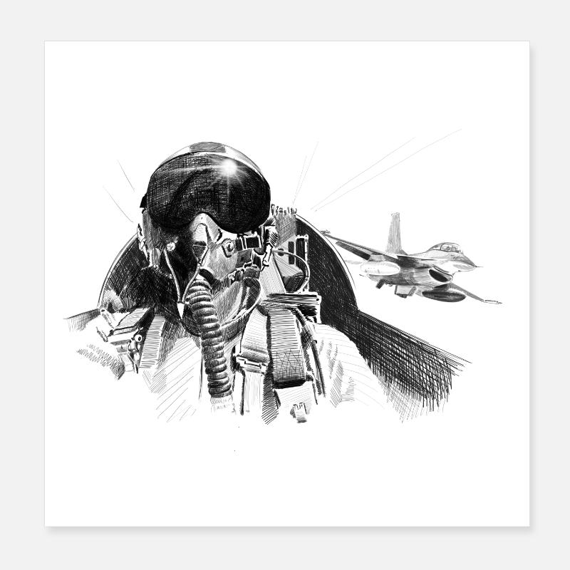 Fighter pilot Poster 20 x 20 cm