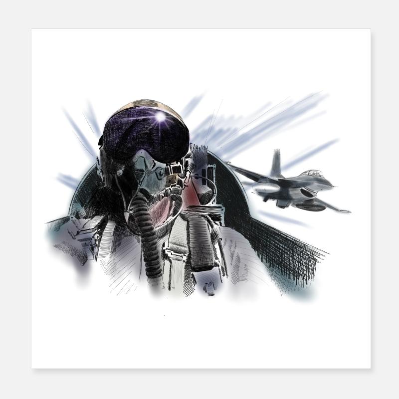 Fighter pilot Poster 20 x 20 cm