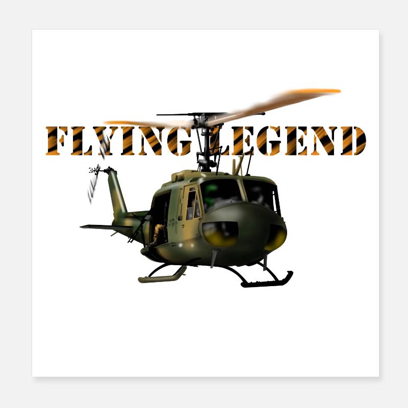 helicopter huey - Poster 20 x 20 cm - blanc