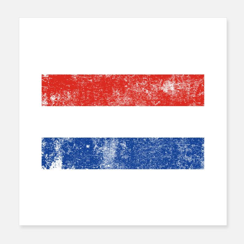 Drapeau Pays-Bas Drapeau Grunge Retro Vintage Poster 20 x 20 cm