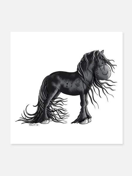 Süßes Friesenpferd - Poster 20x20 cm - Weiß - Vorne