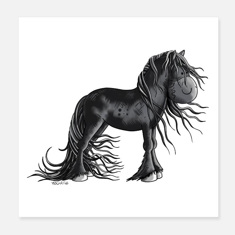 Süßes Friesenpferd - Poster 20x20 cm - Weiß