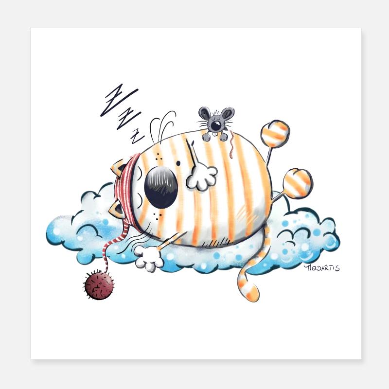 Sleeping Cat - Chat Poster 20 x 20 cm