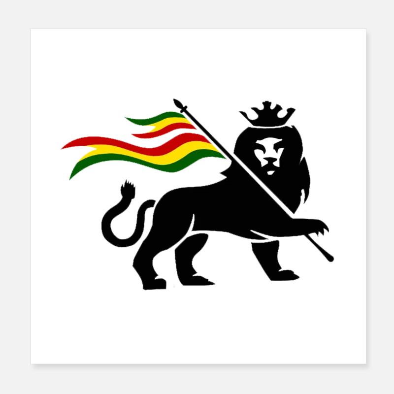 Lion drapeau Rasta - Poster 20 x 20 cm - blanc