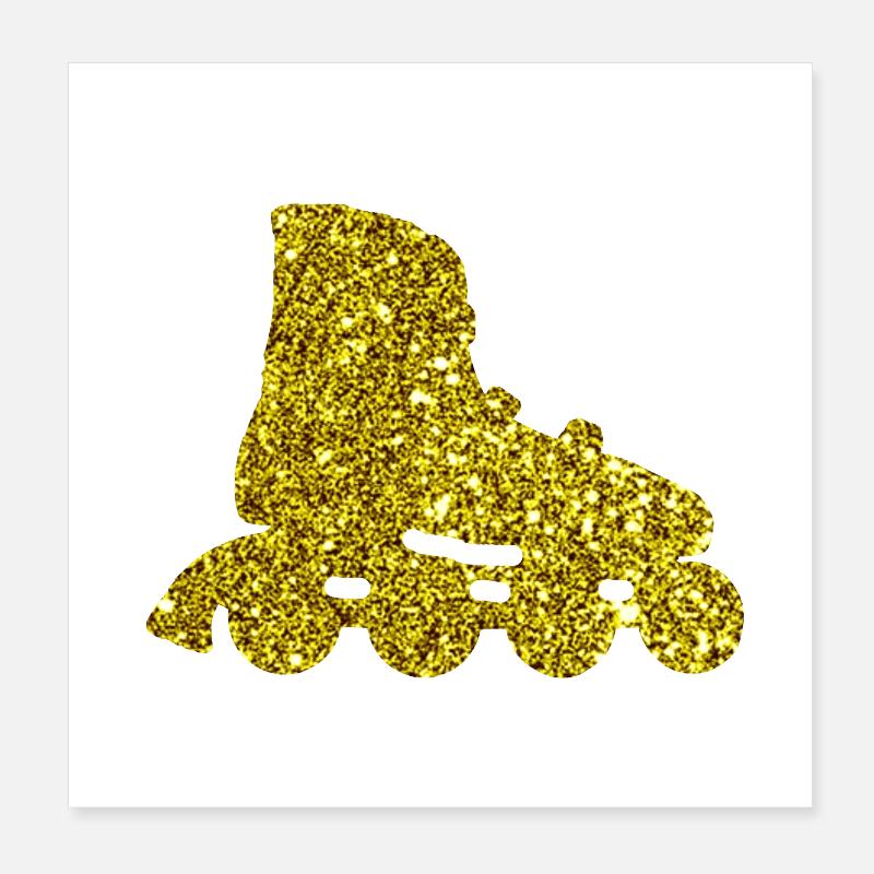 Gold Inline Skate - Poster 20x20 cm - Weiß