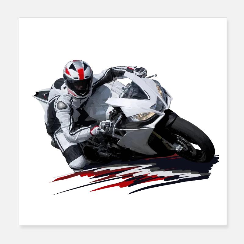 Moto de course Poster 20 x 20 cm