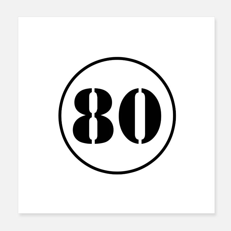 NUMMER 80 Achtzig Geburtstag Geschenk Poster 20x20 cm