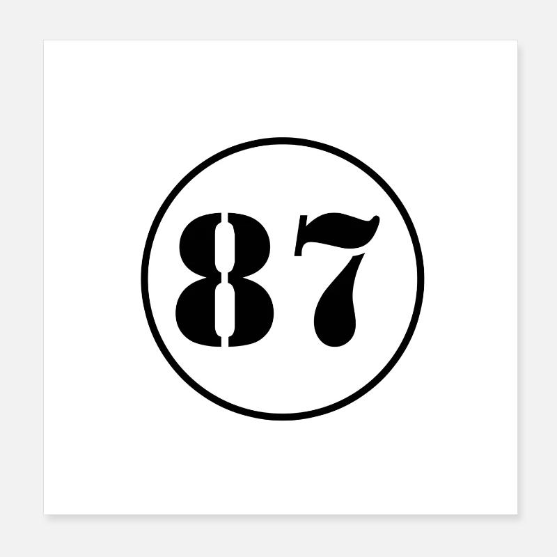 NUMMER 87 Siebenundachtzig Geburtstag Geschenk Poster 20x20 cm