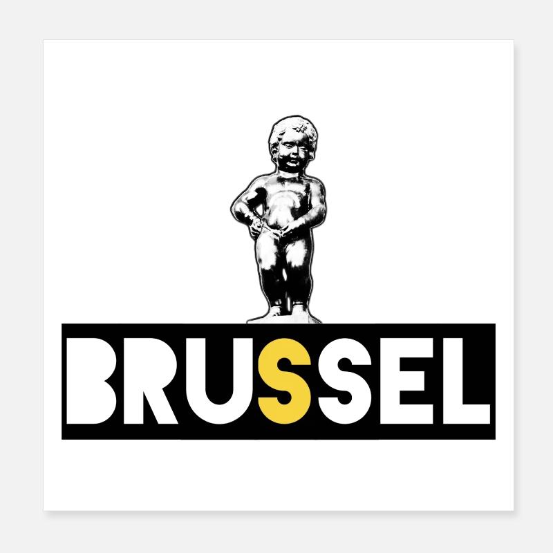 Brüssel Manneken Pis - Poster 20x20 cm - Weiß