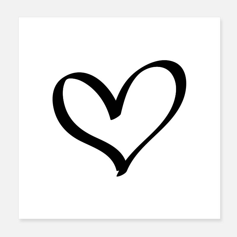 Schwarzes Outline Herz -  Designidee Poster 20x20 cm