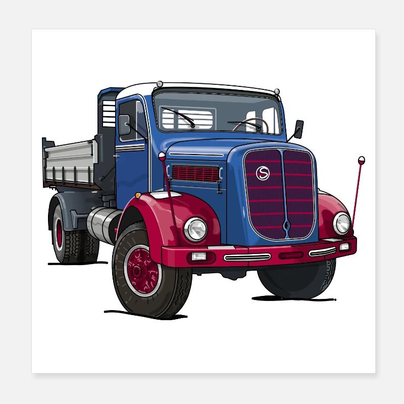 LKW Oldtimer Poster 20x20 cm