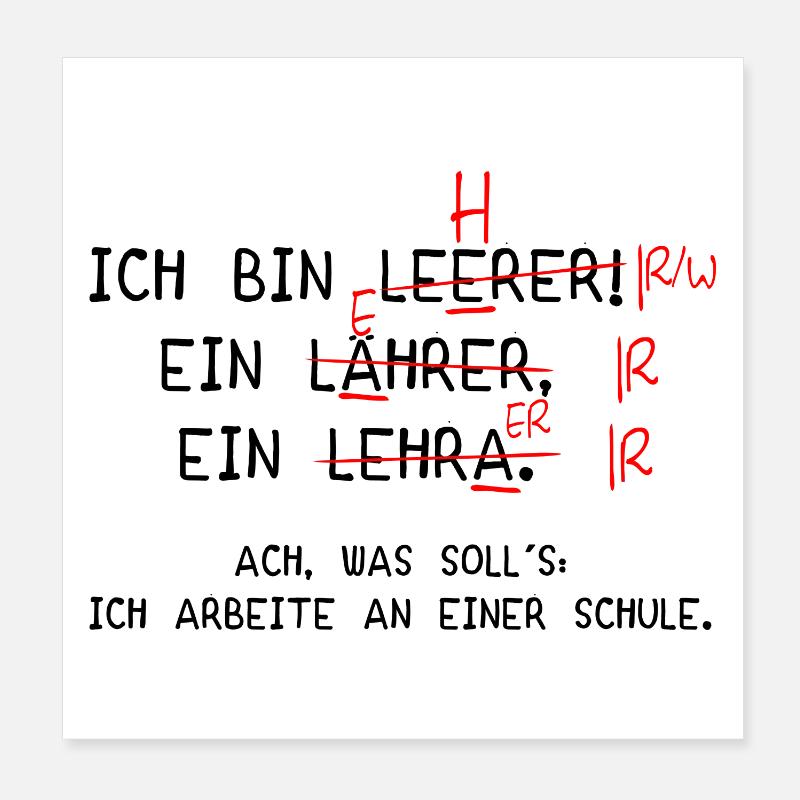 Ich bin Lehrer! (schwarz) Poster 20x20 cm