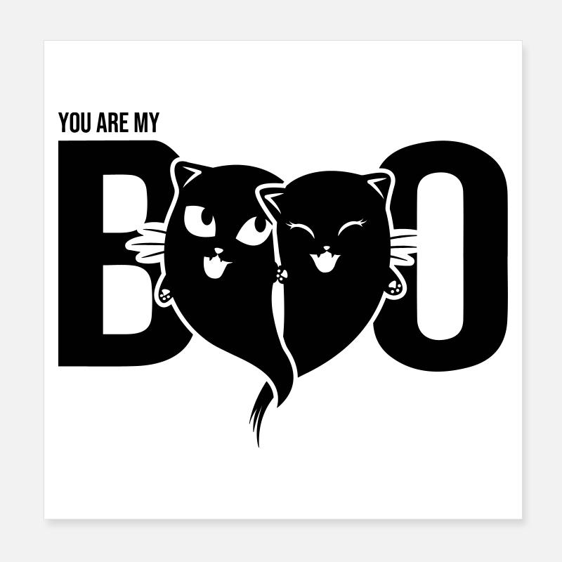 Cat Ghost - Tu es mon boo - Cœur - Halloween Poster 20 x 20 cm