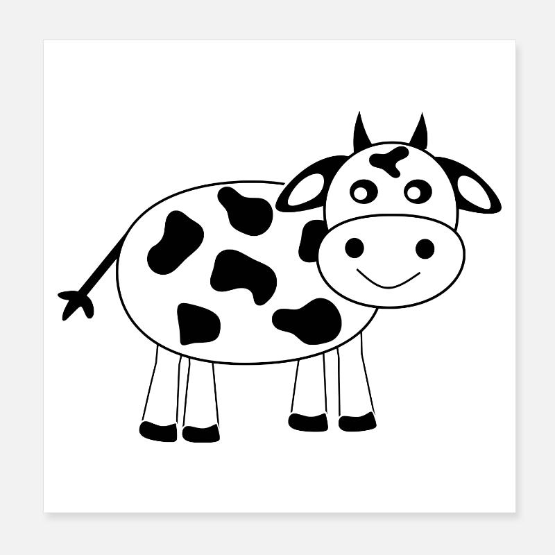 Kuh schwarz Comic Poster 20x20 cm