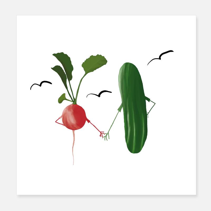 Vegetable friendship illustration Poster 8" x 8" (20x20 cm)