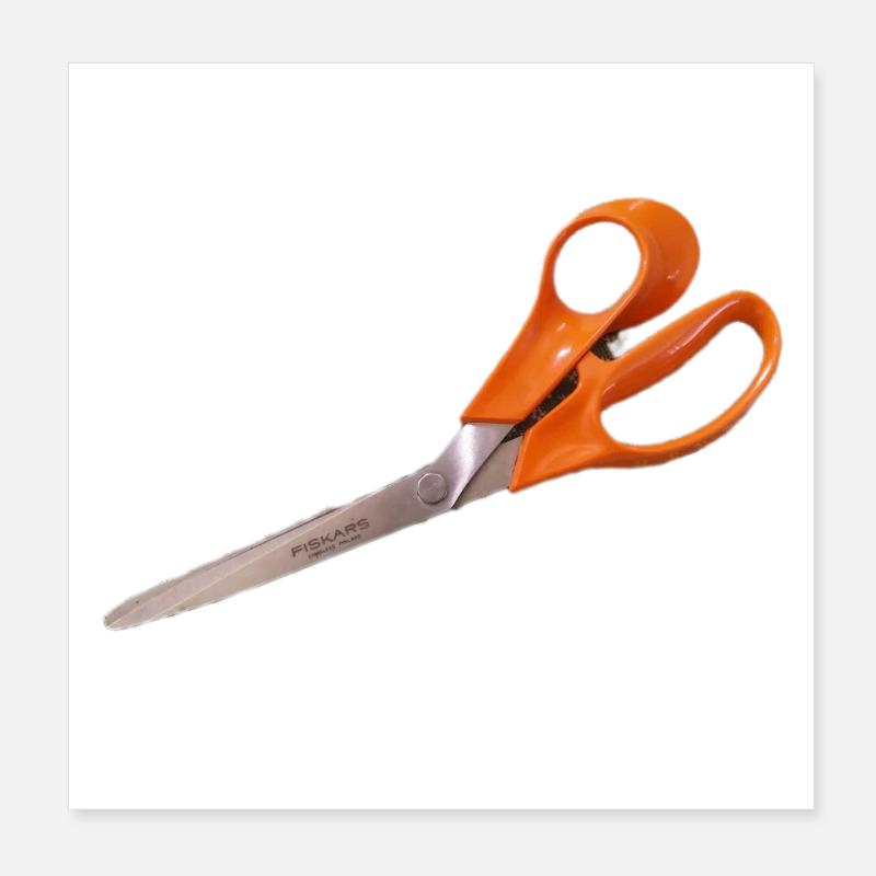 Orange Schere - Poster 20x20 cm - Weiß