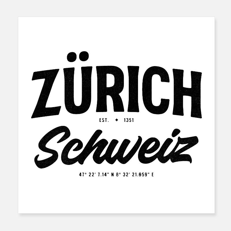 Zurich Switzerland Design with coordinates Poster 8" x 8" (20x20 cm)