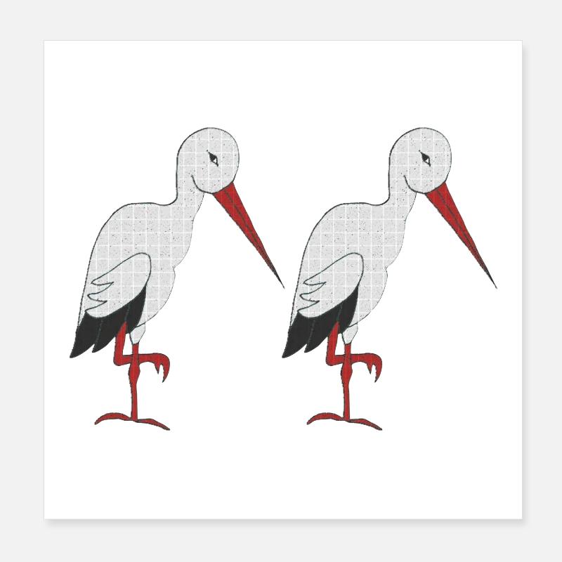 stork 2 times Poster 8" x 8" (20x20 cm)