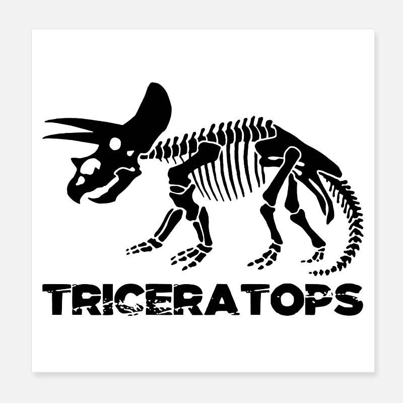 Black triceratops skeleton Poster 8" x 8" (20x20 cm)