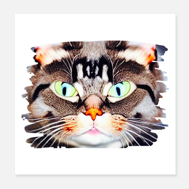 Neon Cat View Portrait Poster 8" x 8" (20x20 cm)