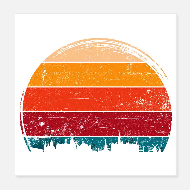 Cercle de la Skyline du Coucher du Soleil Poster 20 x 20 cm