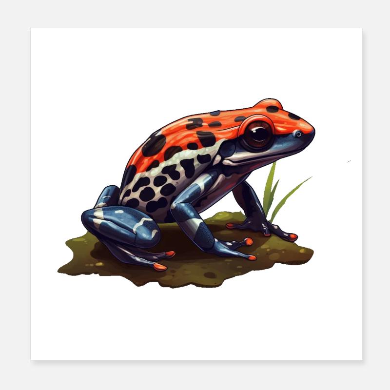 Süßes Erdbeerfröschchen in blau und rot Poster 20x20 cm