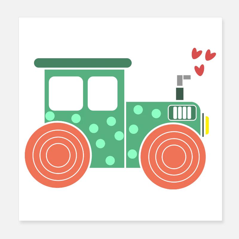 Kraftfahrzeug Ackerbau Herz Traktor Biobauer Feld Poster 20x20 cm