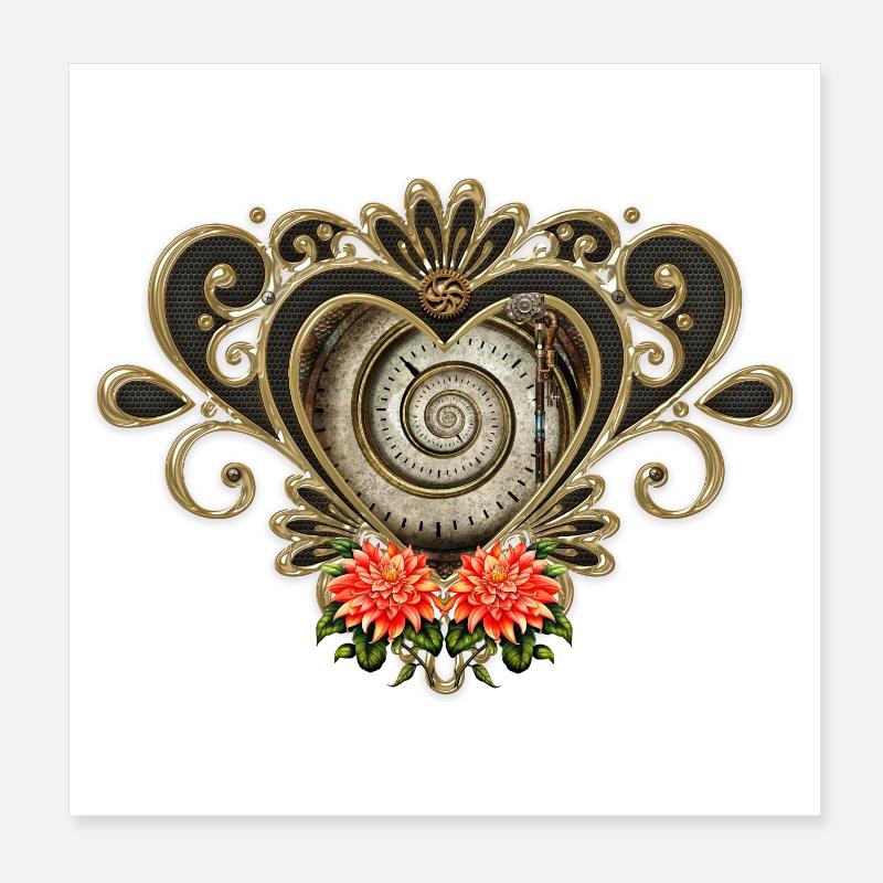Wunderbares Steampunk-Herz. Poster 20x20 cm