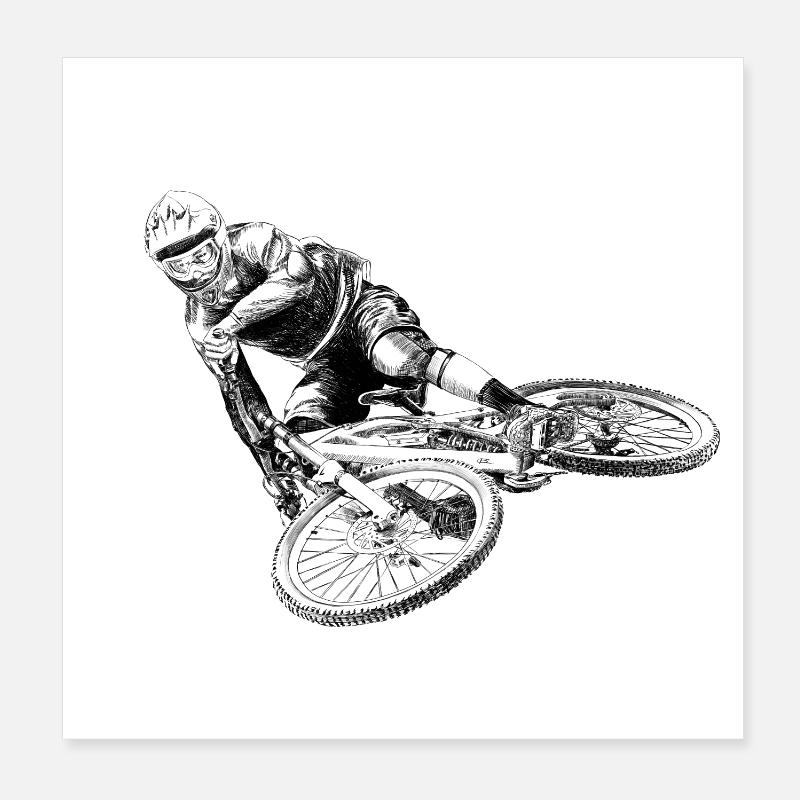 Mountainbiker Poster 20x20 cm