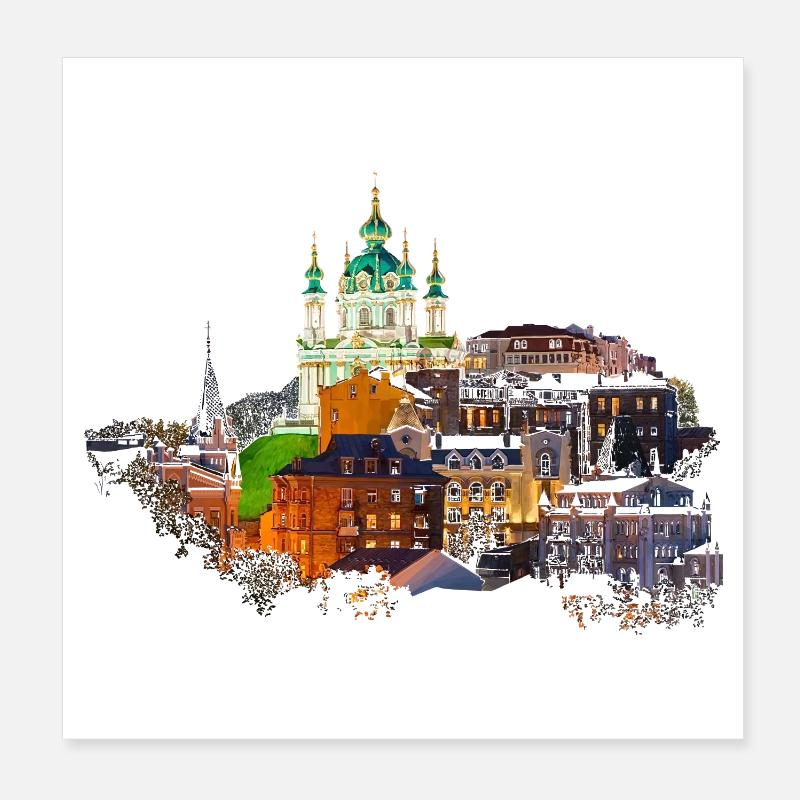 Kiew - Poster 20x20 cm - Weiß