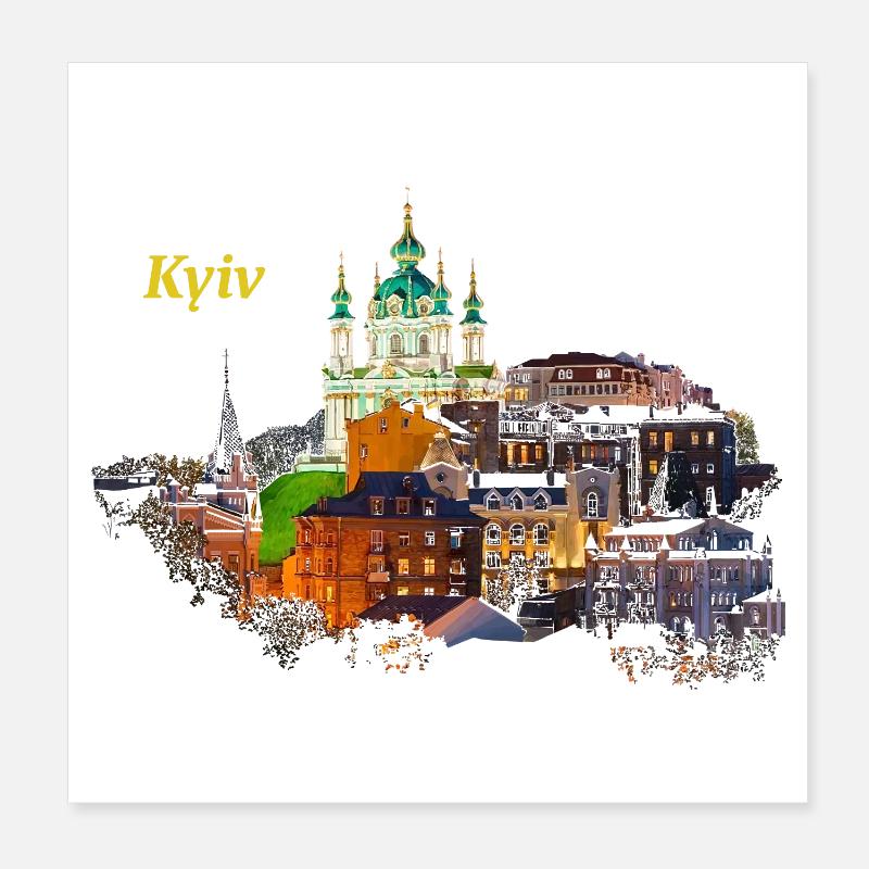 Kiew - Poster 20x20 cm - Weiß