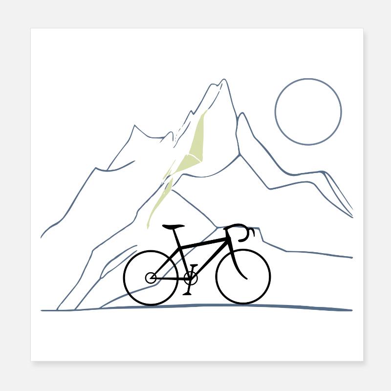 Vélo et montagnes Poster 20 x 20 cm