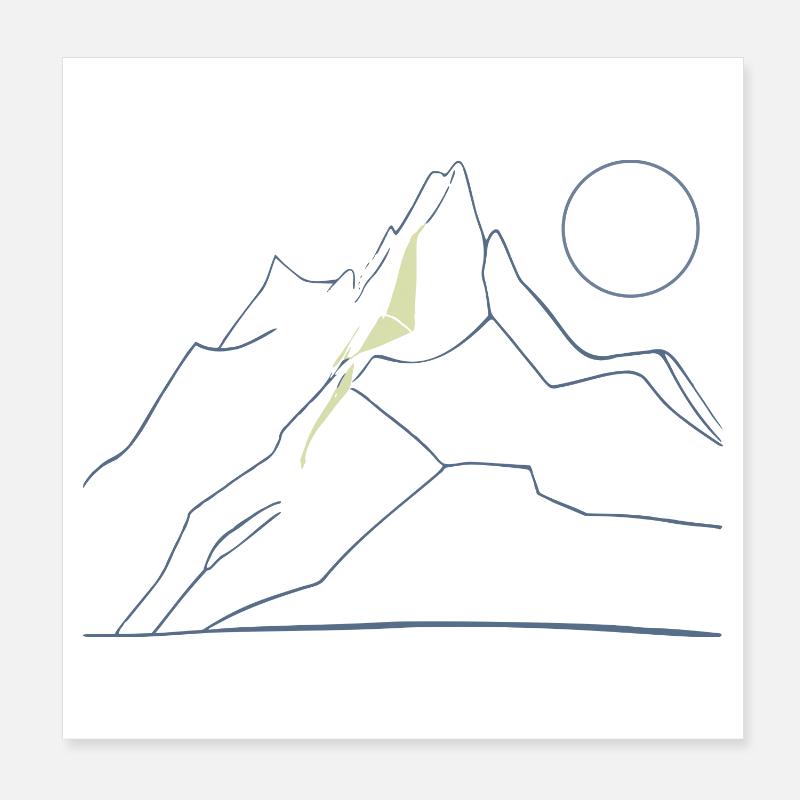 Berglinie Minimal - Poster 20x20 cm - Weiß