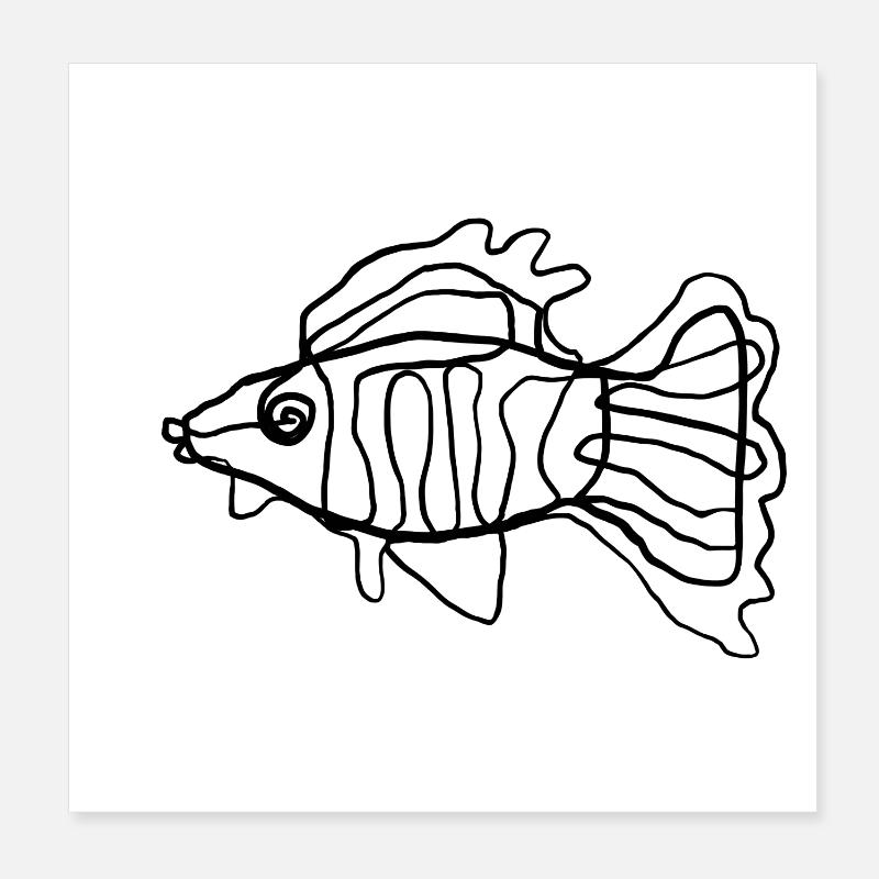 Fisch - Poster 20x20 cm - Weiß