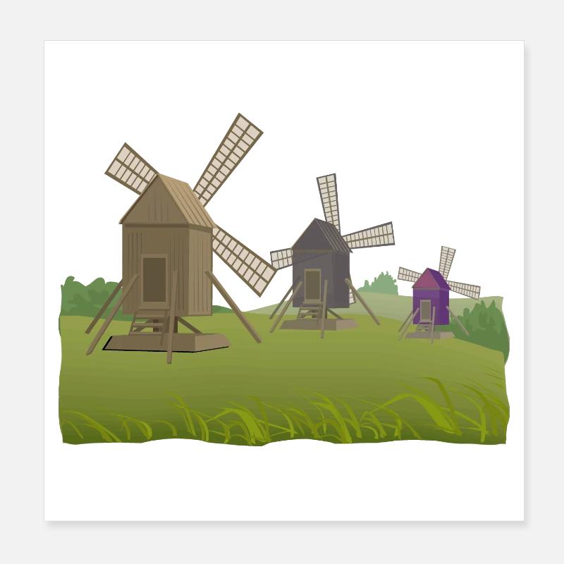 Windmills Poster 8" x 8" (20x20 cm)