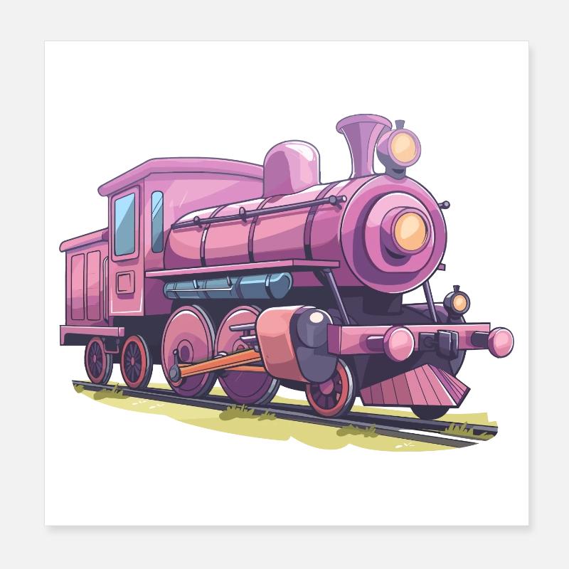 Look de bande dessinée de locomotive Poster 20 x 20 cm